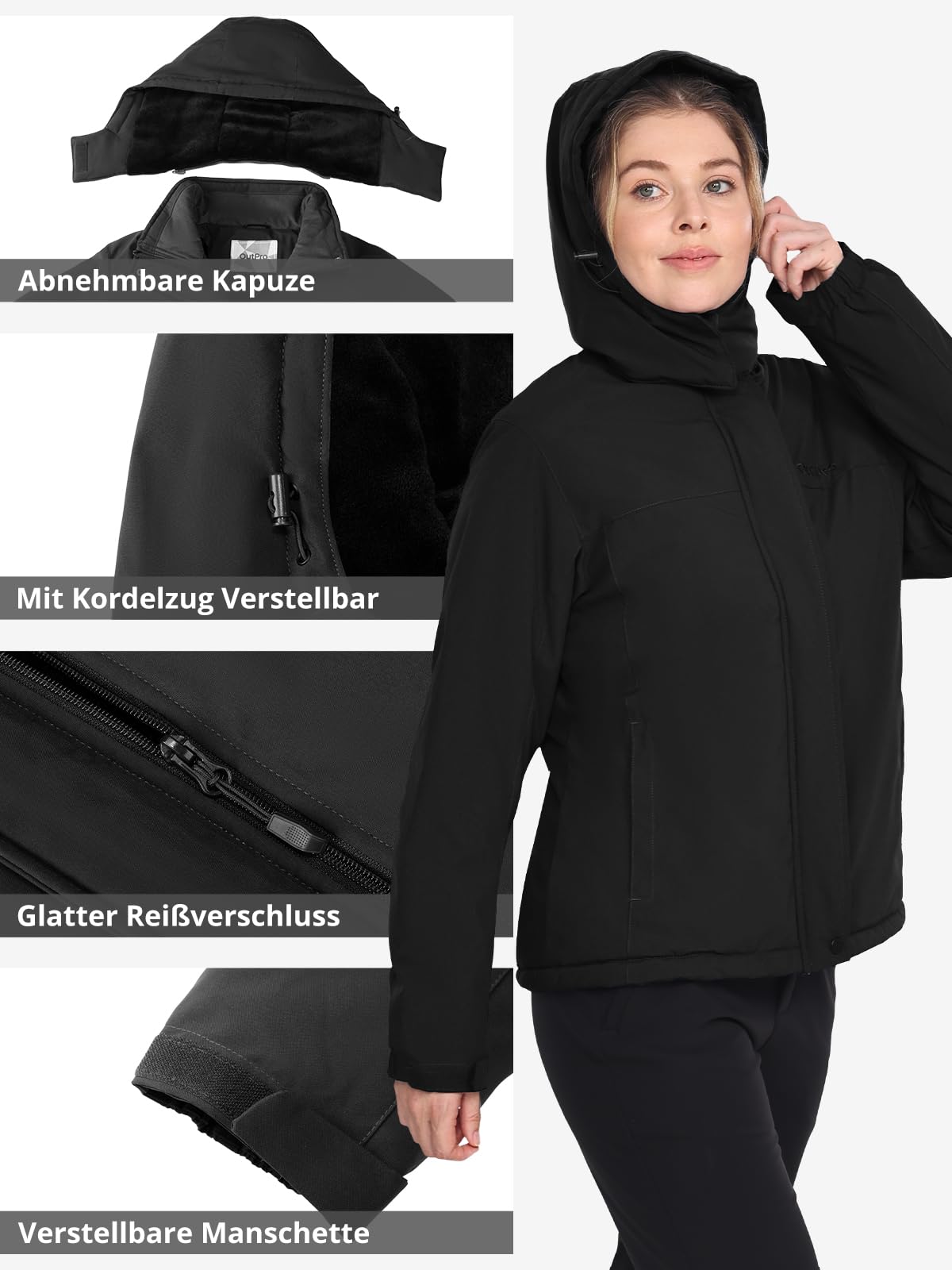 OutPro Damen Skijacke Winter Schneemantel Warm Fleece Mountain Wasserdichte Damenjacke Snowboardjacken