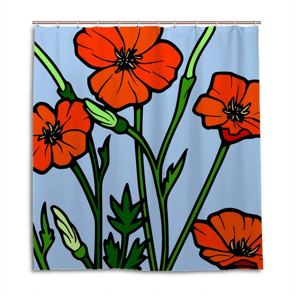 Rideau de douche haut de gamme en polyester fleuri 168x183