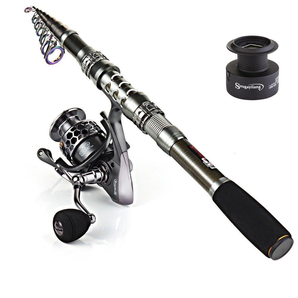 Sougayilang Spinning Fishing Rod and Reel Combos Portable Telescopic Fishing Pol
