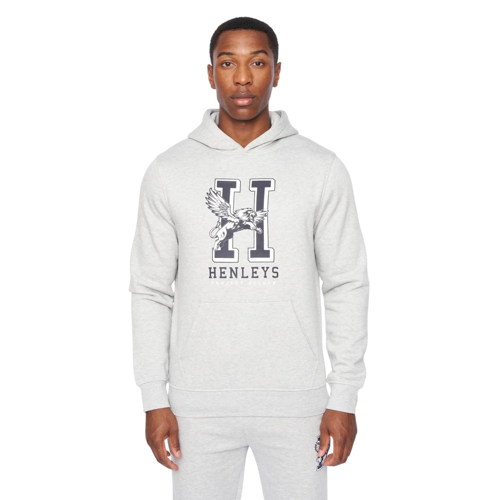Henleys Men's Grey Marl Belton Hoodie (L) (Grey Marl)