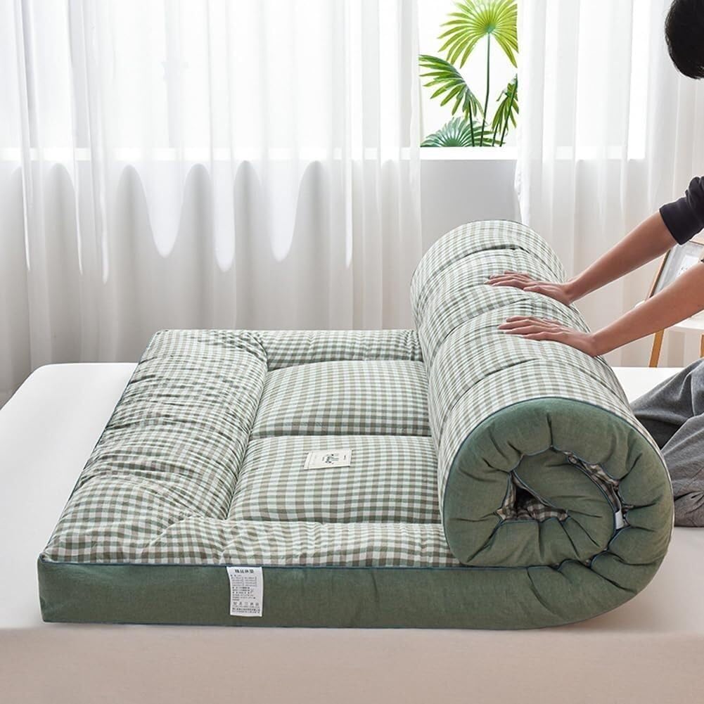 Gruby japoński materac futon – przenośny zwijany materac podłogowy do pojedynczych podwójnych rozmiarów Queen King – idealne łóżko dla gości, sofa i akcesoria kempingowe