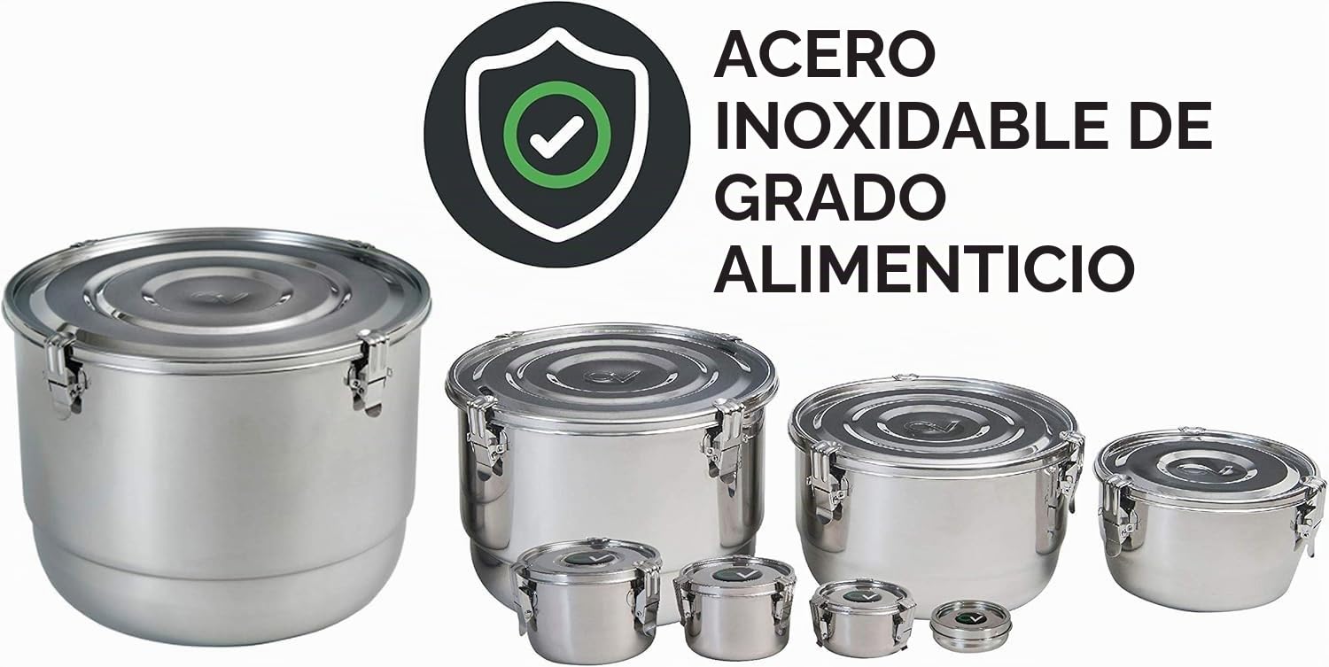 CVAULT Contenedor hermético de almacenamiento de humidificador de 4 litros para hierbas, hierbas, especias, alimentos, contenedor de cosecha de acero inoxidable con paquete de humedad