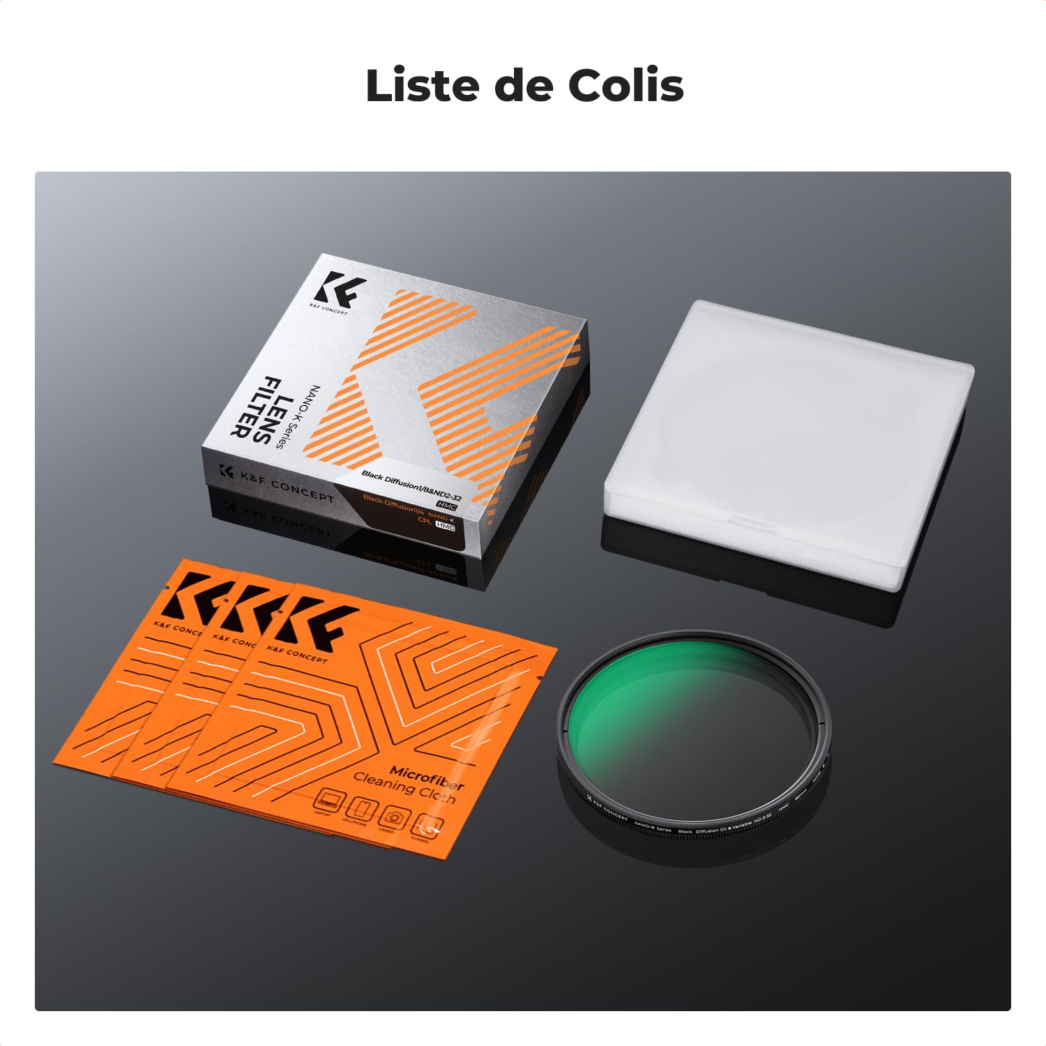 K&F CONCEPT 52mm Filtre Black-Mist 1/8 et Filtre ND2-32 2 en 1 et Chiffon de Nettoyage Effet Spécial pour Objectif Appareil Photo K Série