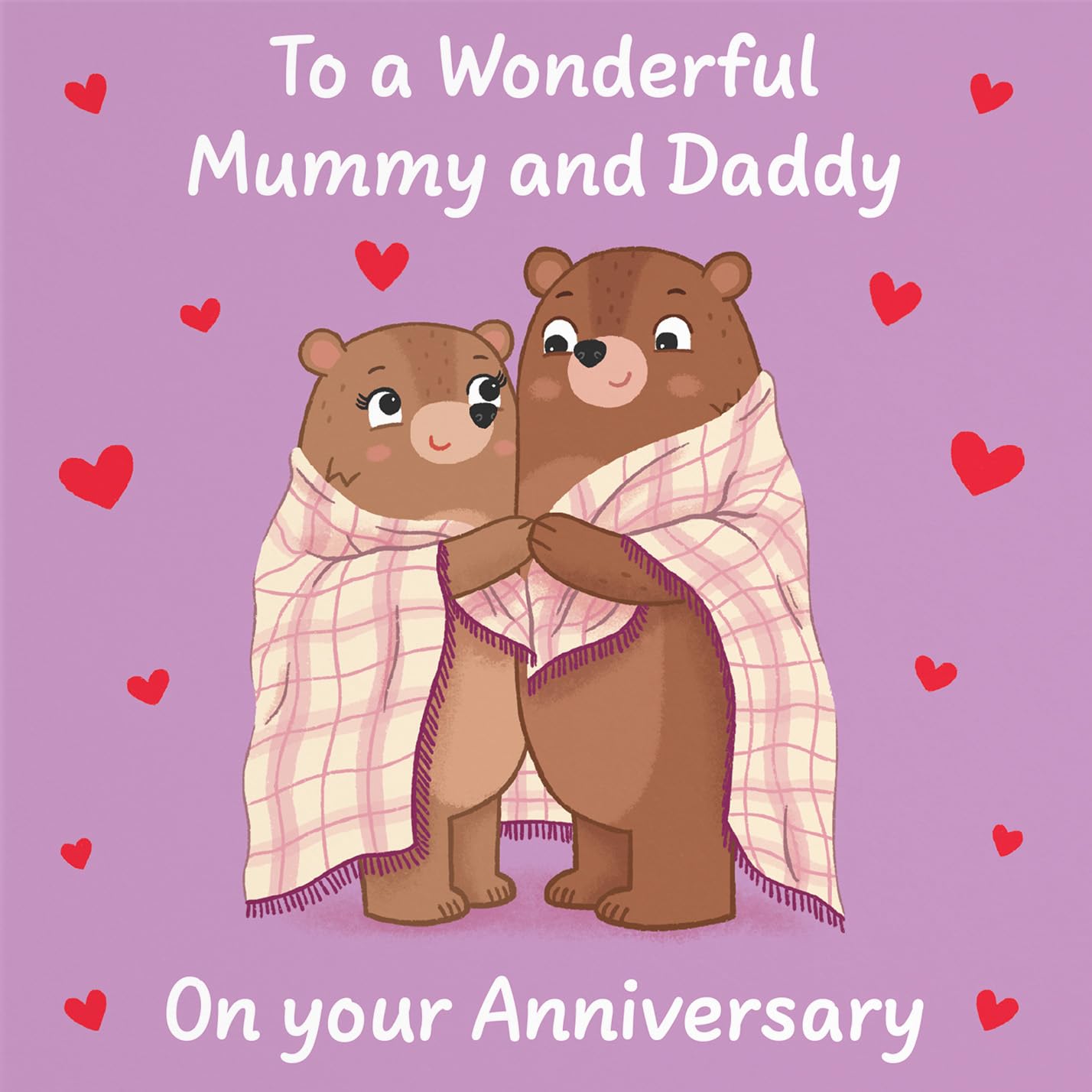 Hunts England - Cute Snuggly Bears Mummy And Daddy Anniversary Card - Fun Bears Anniversary Card For Parents - Love Story Collection - Image 2