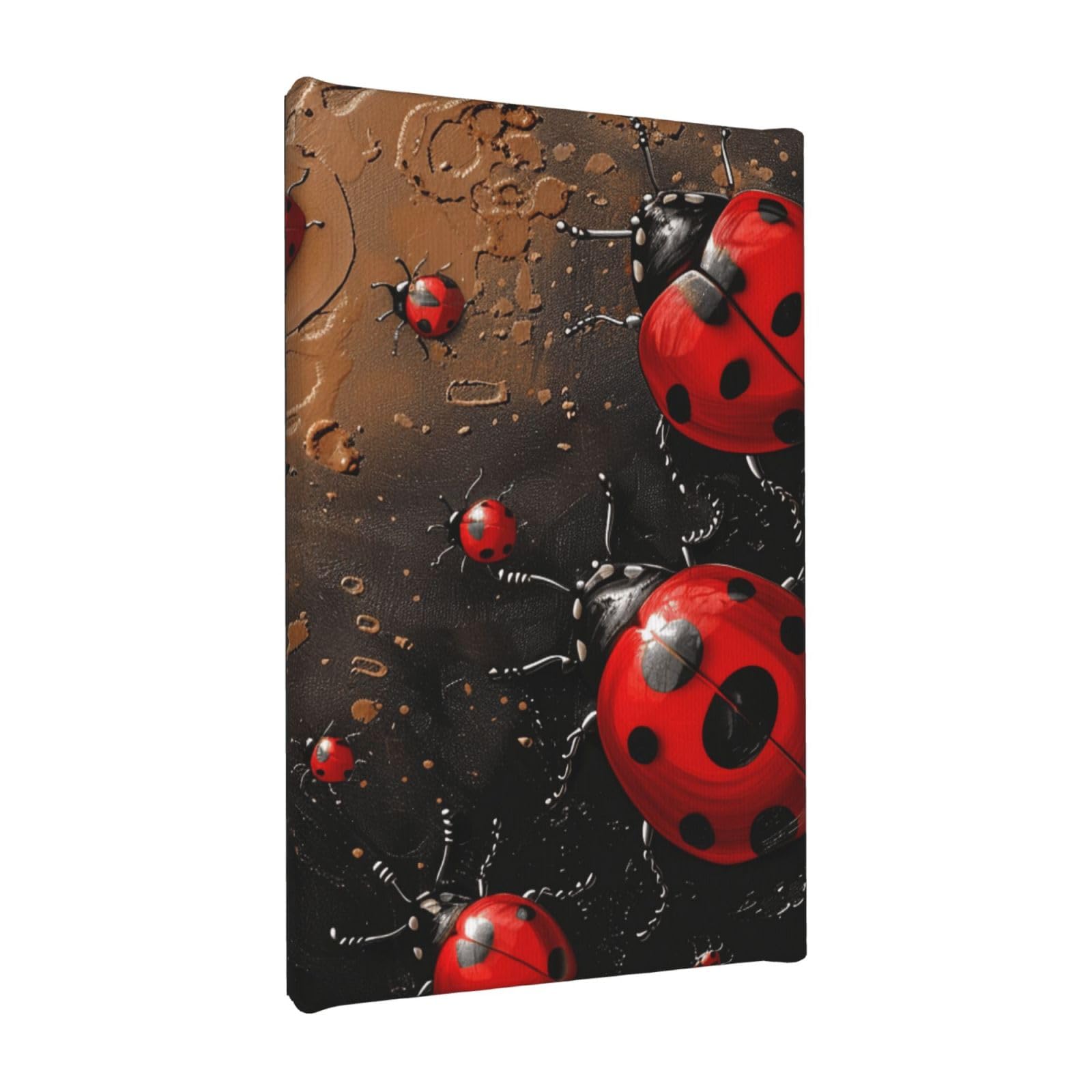 YKLJG Art Ladybug Tracks Printed Wall Art Canvas Painting 20x30 CM Wooden Framed Picture Painting Artwork Prints for Bedroom Kitchen Home Office Decor