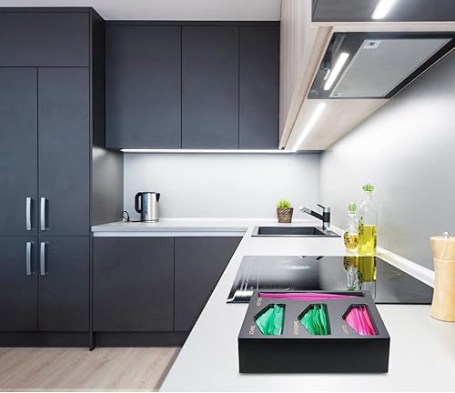 Miniatura 3 de Cozee Bay Organizador de almacenamiento de bolsas de bambú, dispensador de envoltura y organizador de cajones para cajón de cocina (negro)