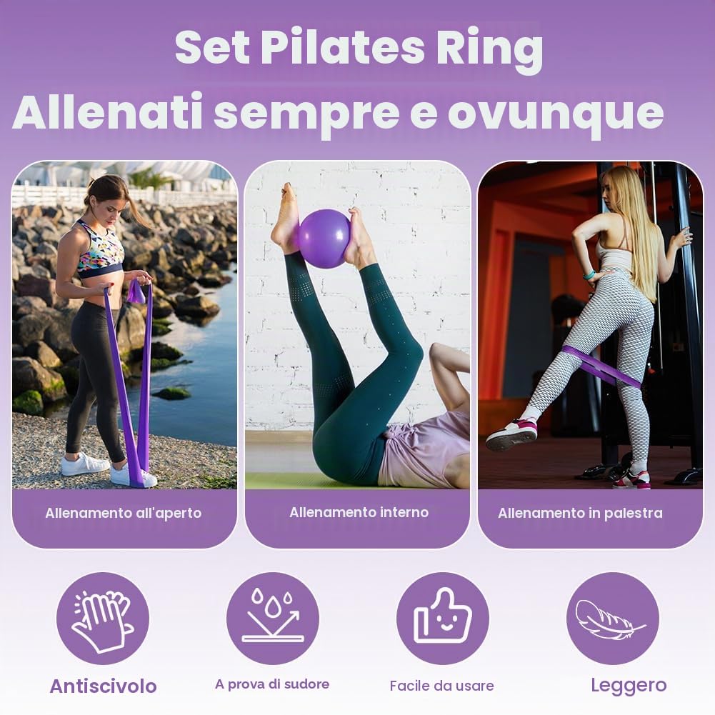 Yoga per Donne, Set di Anelli Pilates, per Casa, Yoga, Allenamento Forza e Flessibilità