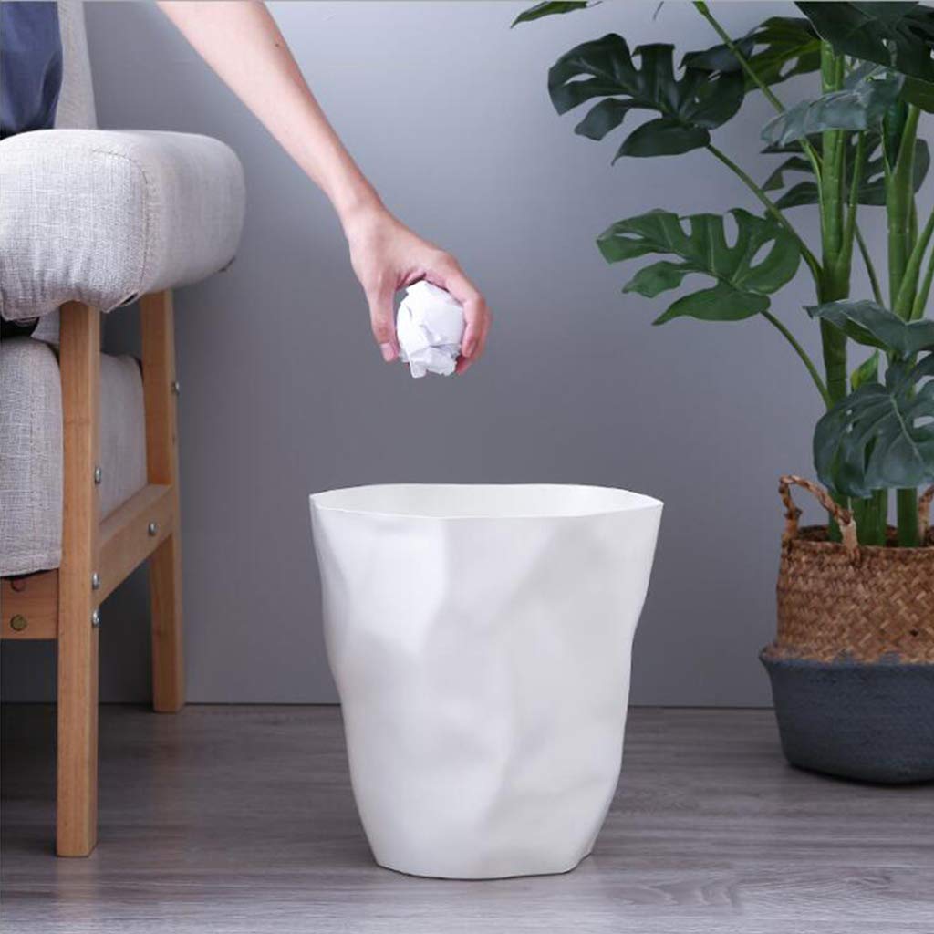 Fenteer Abfalleimer – Papierkorb für, Badezimmer, Aufenthaltsraum, Weiß groß, 26.5cm