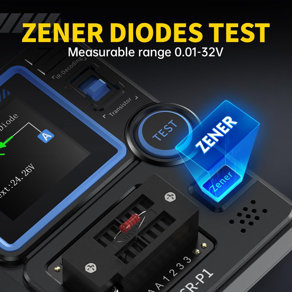 Testeur de transistor multifonction : MOSFET, condensateur, CMS, testeur de composants électroniques pour diodes, triodes, ESR, NPN, PNP – LCR-mètre avec fonction anti-brûlure