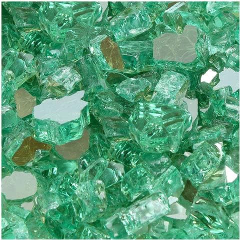 Reflective Crushed Fire Pit Glass - Premium Tempered Fire Glass for Outdoor Fire Pits & Fire Tables - Heat Resistant Reflective Fireplace Glass (50 Pound, Rose)