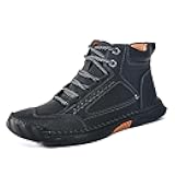 Sawbehind Leather Boots Mens Comfortable Slip On Salkin Boots Orthopedic Handmade Leather Boot Casual Waterproof Lightweight Breathable Wide Shoes Fall Outdoor Saw Behind Boot