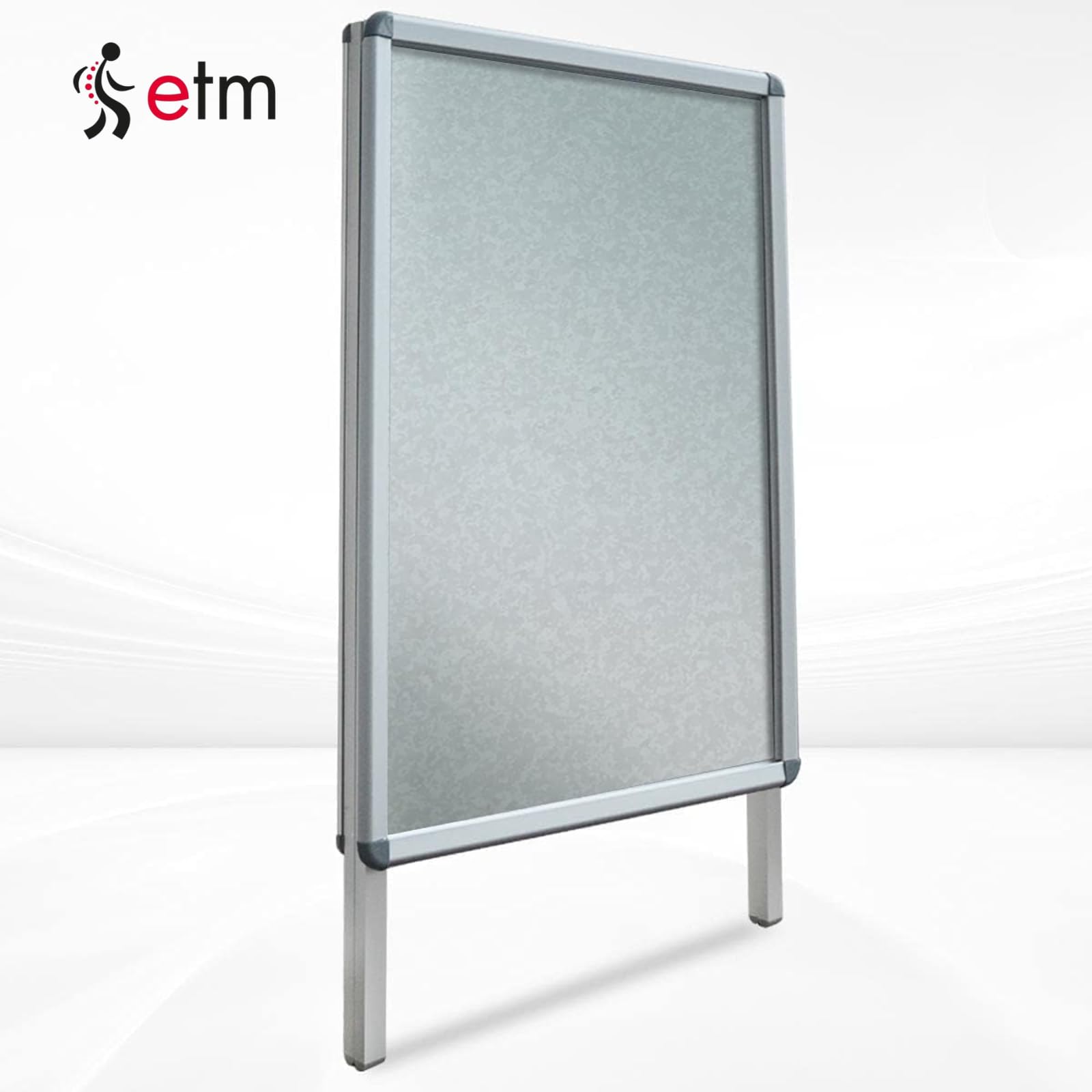 etm Kundenstopper DIN A2 - Big Sale für 2 Plakate mit Alu Rahmen 25mm - inklusive Schutzfolie - wetterfester Plakatständer - Gehwegaufsteller Werbetafel (DIN A2 - Silber, 59,4 x 42 cm)
