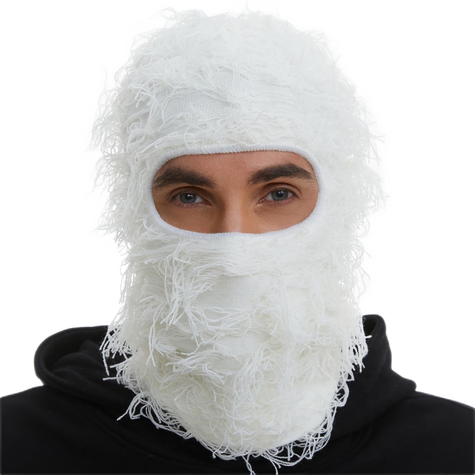 ROXUNDistressed Ski Mask Balaclava, Yeat Shiesty Fluffy Knitted Full Face Mask for Men/WomenGlobal Recycled StandardGlobal Recycled StandardGlobal Recycled Standard
