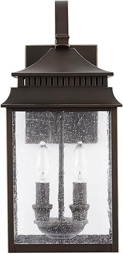 Miniatura 7 de Capital Lighting 936921OZ Sutter Creek - Aplique de pared para exteriores, cristal de agua, 2 luces, 120 vatios totales, 18 pulgadas de alto x 9