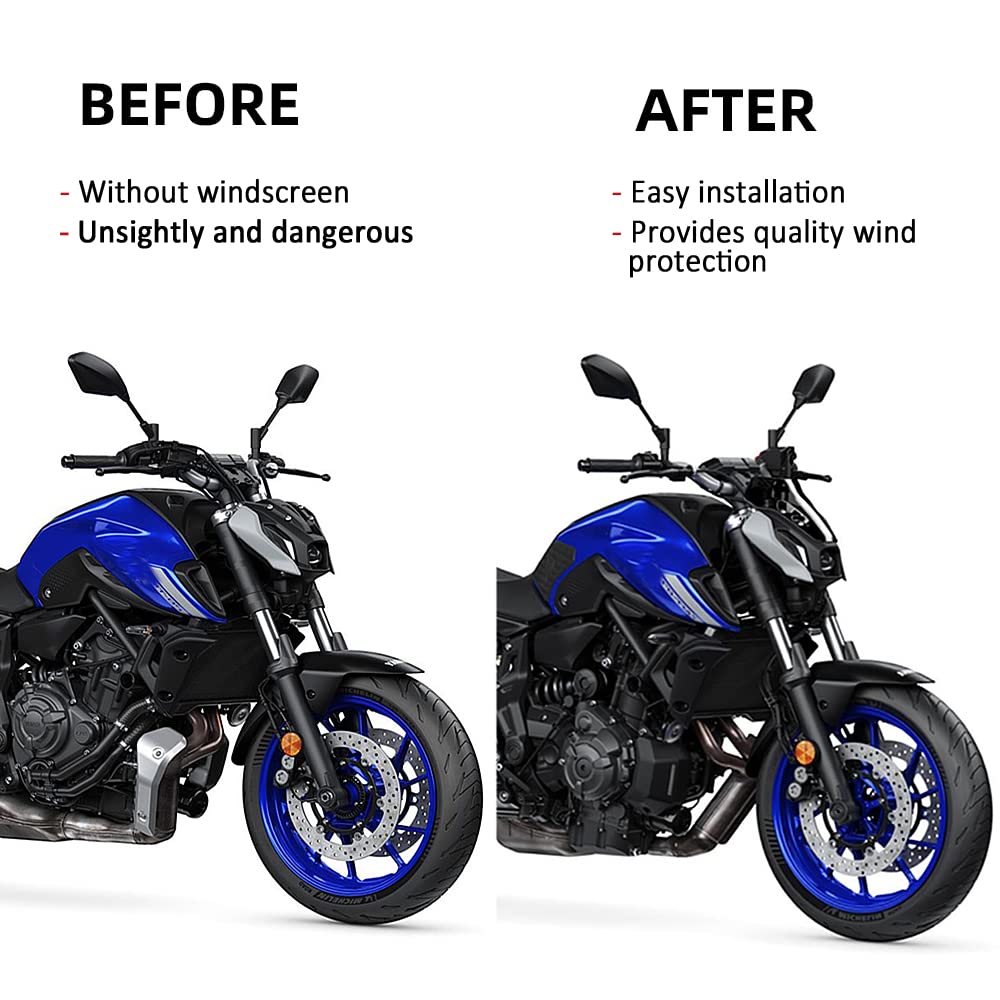 Parabrezza e deflettori per moto, per MT-07 MT 07 2021 (Nero)
