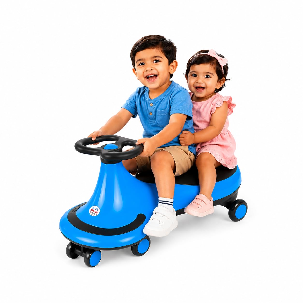 MEDITIVE Look Mama Swing Car for Kids 1-12 Years | Magic Car Ride On Toy for Boys & Girls, ABEC-7 Bearings & 360° Steering, No Battery No Pedal Ride On Car Blue