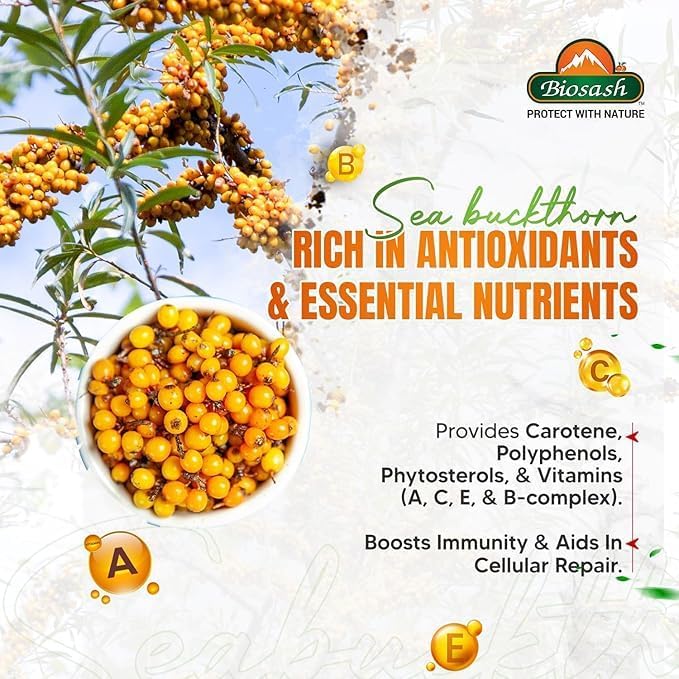 Image of Biosash Sea Buckthorn Pulp Juice 750ml | From Certified Organic Berries , Cold-Pressed | Rich in Omega 3 6 7 9, Vitamins & Antioxidants | No Added Sugar, Glow Skin , Gut health , Immunity , Herbal, Wellness & Vitality , 50 Serves