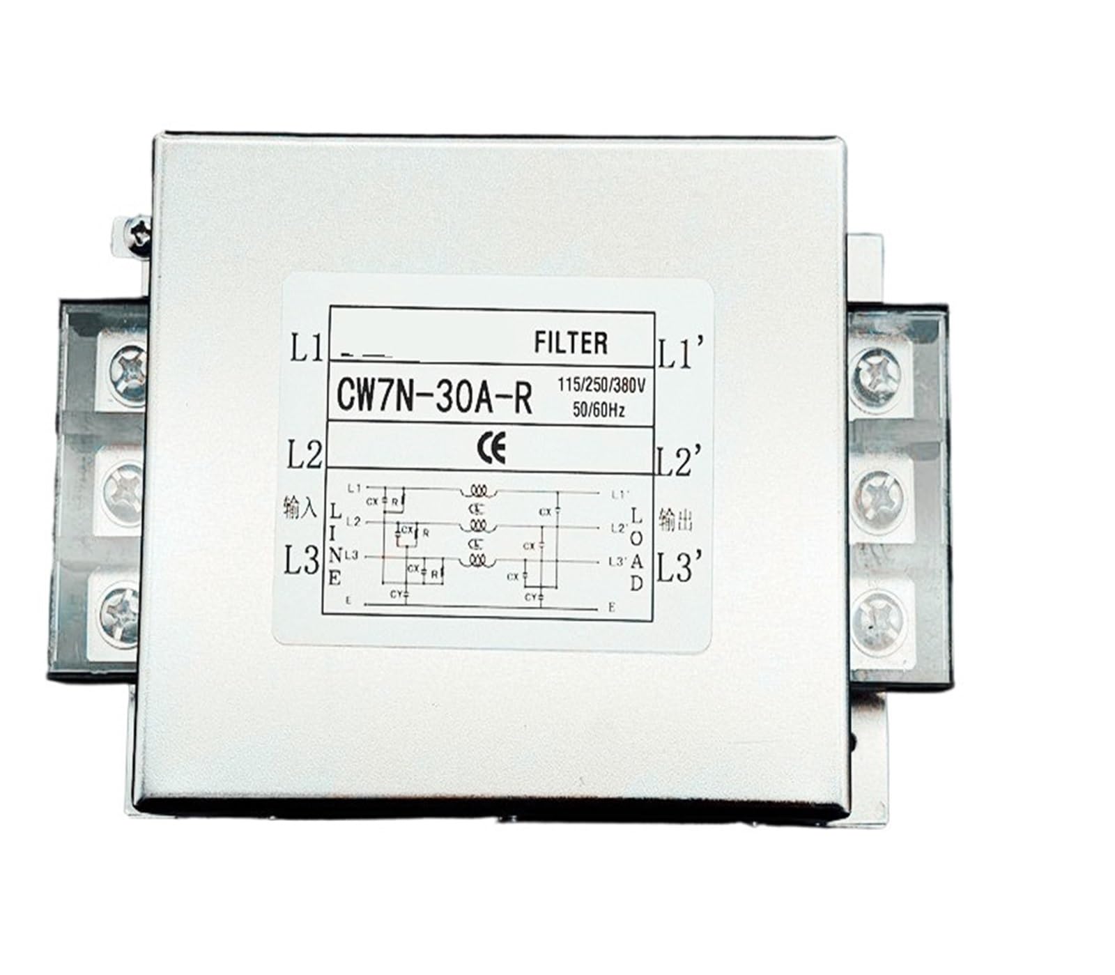 Coszwqdp Cw7n-30A-R Power Filter Three-Phase 380V Anti-Interference 60A 150A 120A 100A Terminal Block 200A High Current(Cw7n-30A-R)