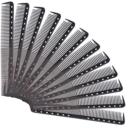 24 Pieces Carbon Fine Cutting Comb Carbon Fiber Salon Hairdressing Comb Hairdressing Comb Heat Resistant Barber Comb (Black)