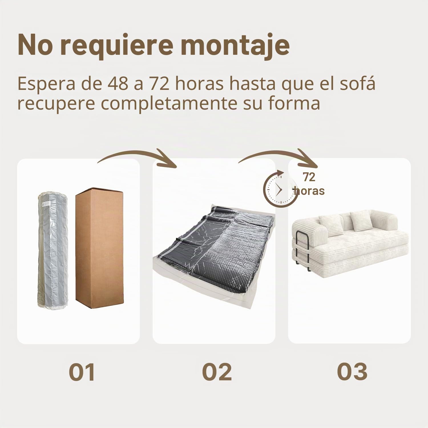 Xbro Sofá Cama 2 Plazas, Sofa Modular con 5 Configuraciones Transformables, Sofa Comprimido al Vacio(Sin Montaje) de Pana para Salón y Dormitorio, Blanco, 160x90x61 cm