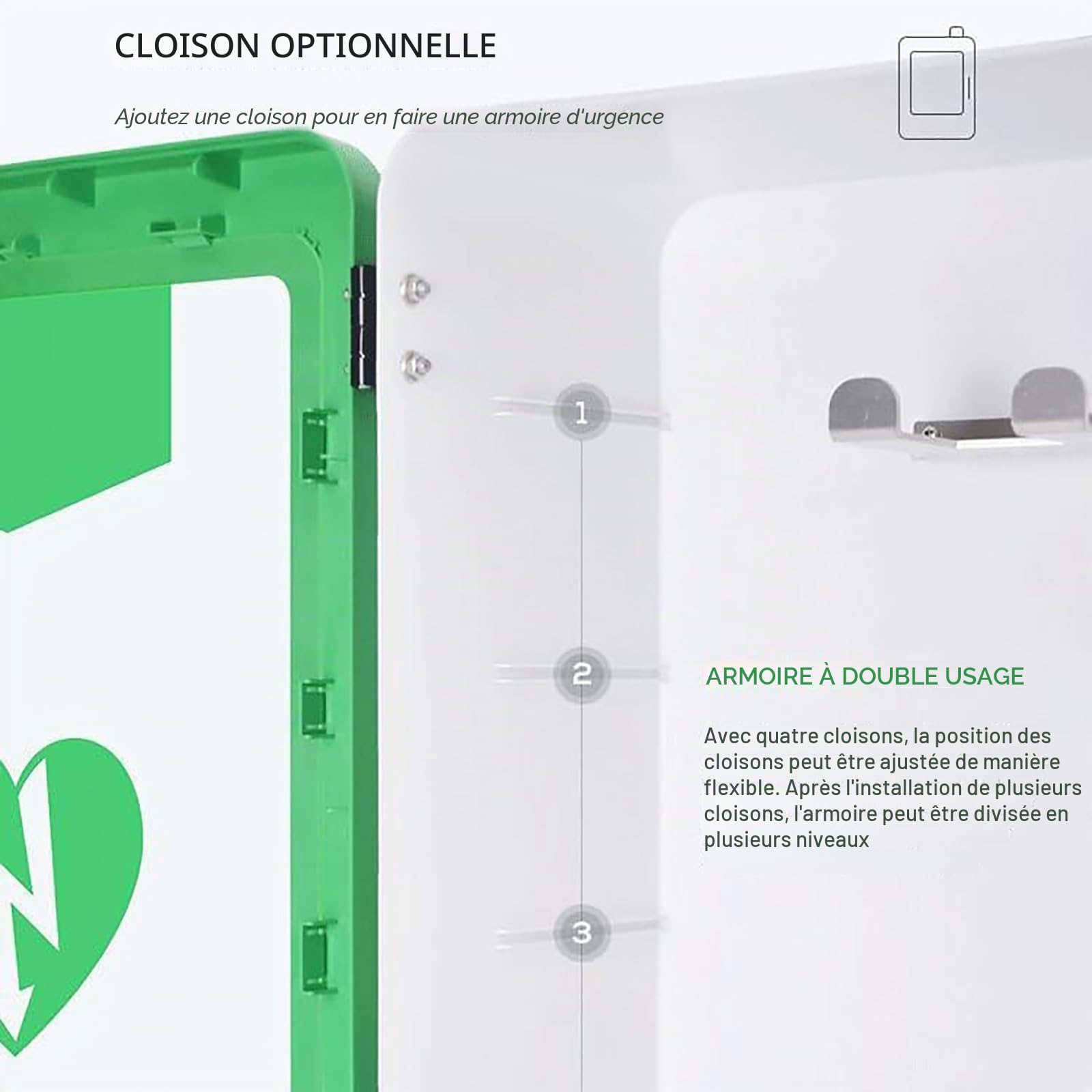 Armoire murale avec défibrillateur AED avec clé et alarme – Boîte d'alarme de défibrillation cardiaque pour la maison, les écoles, les clubs – Un must have