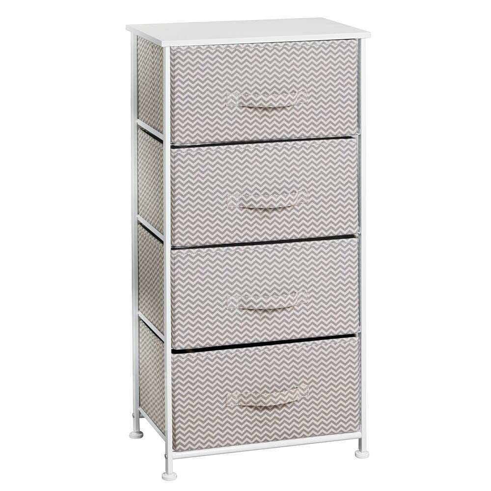 mDesign Kommode mit 4 Schubladen, Organizer für Schränke und Kommoden aus Stoff, Kommode für Schlafzimmer, Kinderzimmer, Farbe: Taupe/Natur