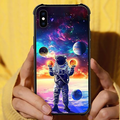 Miniatura 7 de CARLOCA Funda compatible con iPhone Xs Max, para iPhone Xs Max, fundas para niños y hombres jóvenes, diseño de patrón planeta mundo de astronauta