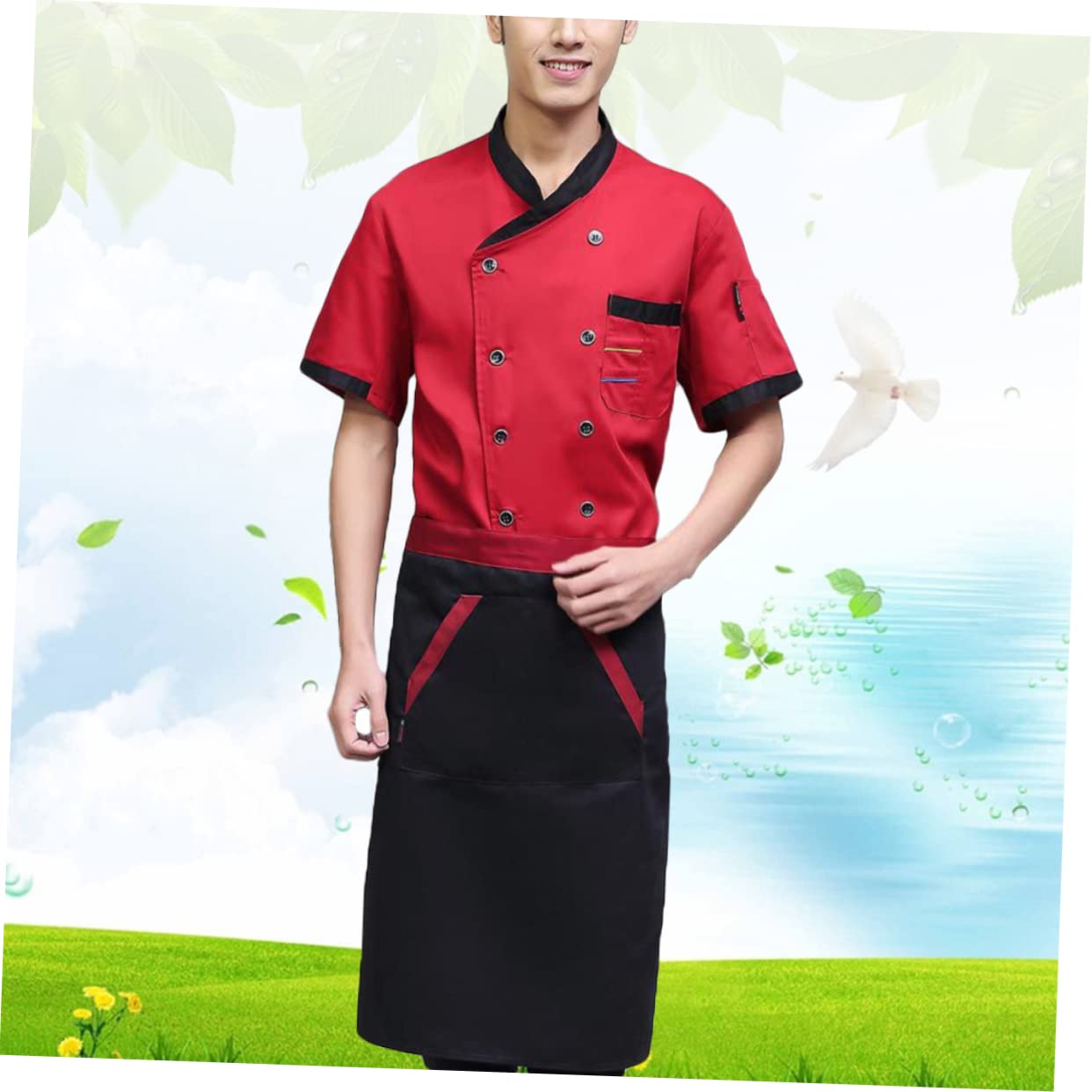 COSMEVIVI Chef Shirts for Women Catering Jackets Breathable Durable Short Sleeve