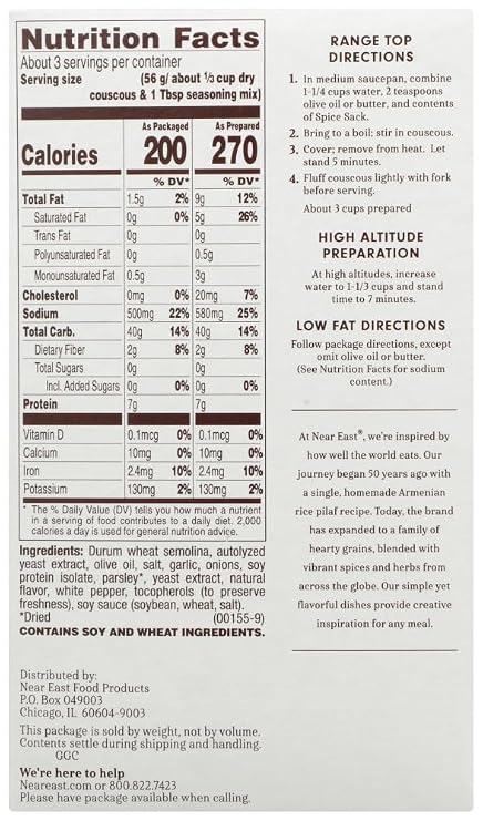 Near East Roasted Garlic & Olive Oil Couscous 24x 5.8 Oz