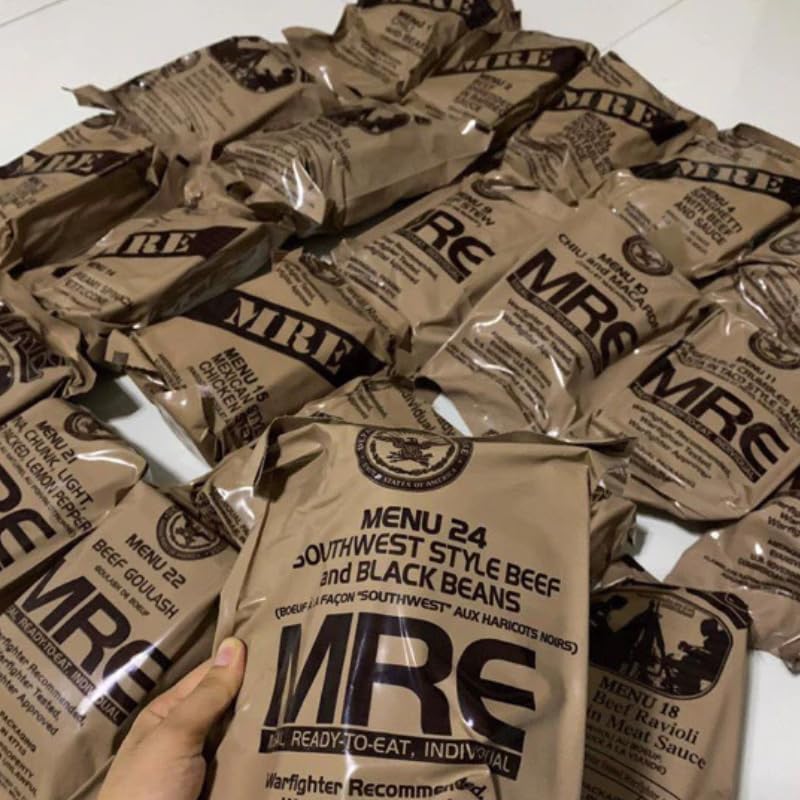 6-pack MRE Meals Ready to Eat 2025, 2026 or newer insp. Genuine military food US surplus emergency rations for camping, hiking, hunting, survival, flameless heaters