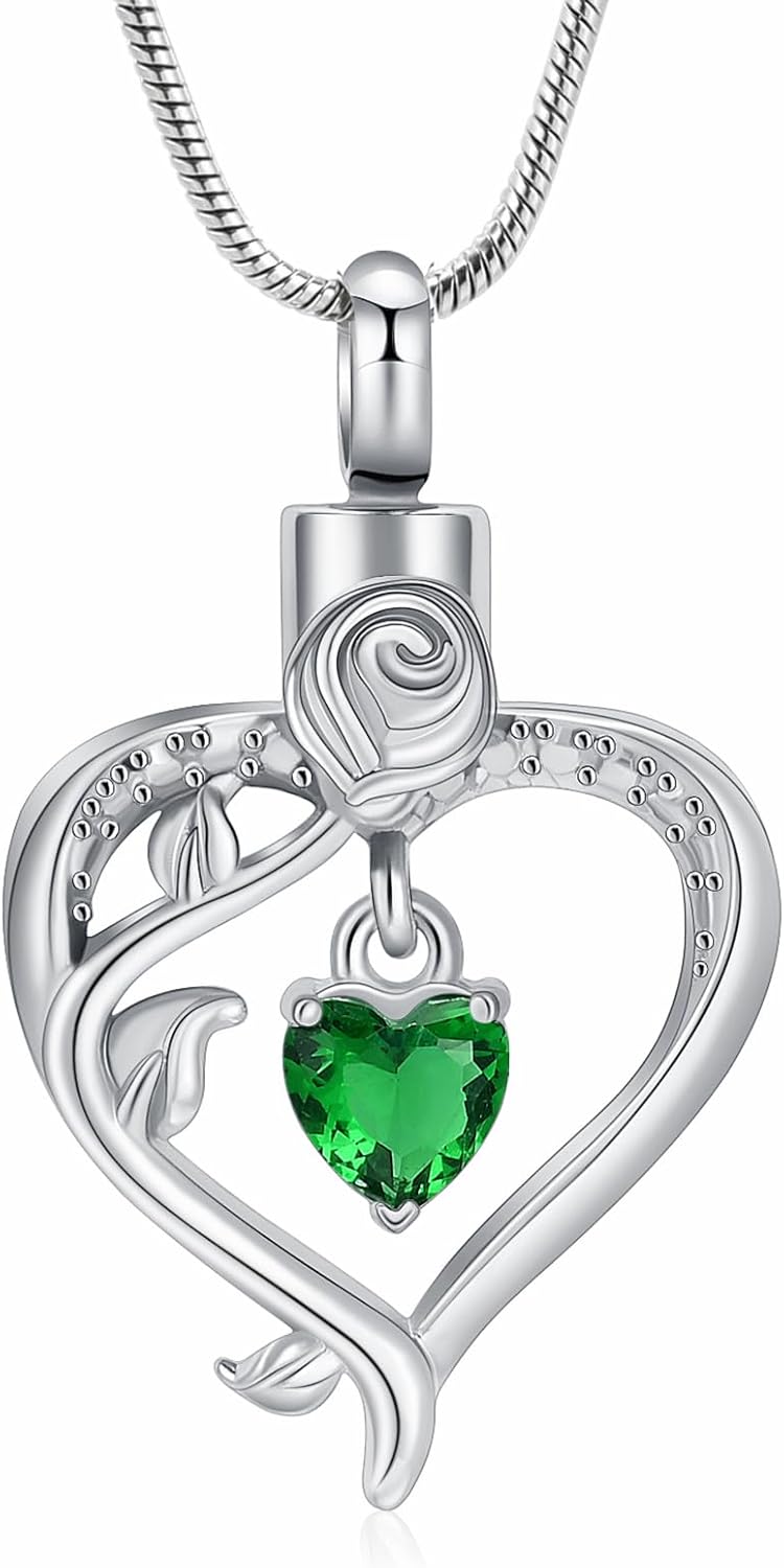 Collana con urna per ceneri vintage corona cuore farfalla ciondolo collana per donne collana con pietra portafortuna per ceneri della persona amata gioielli per ceneri ricordi, Acciaio inossidabile