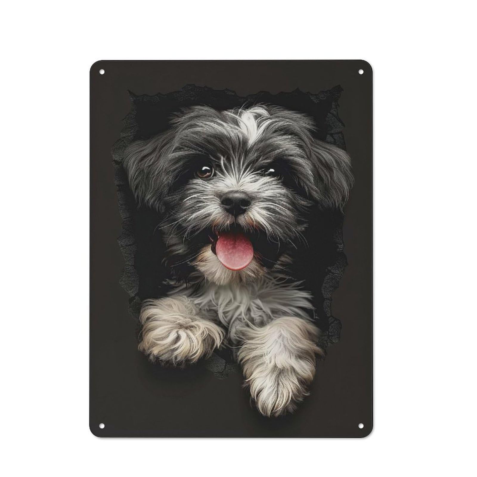 Tin Sign 40x30cm with Havanese for Workshop Wall, Rustic Decor, Suited to Workshop Decor Fans