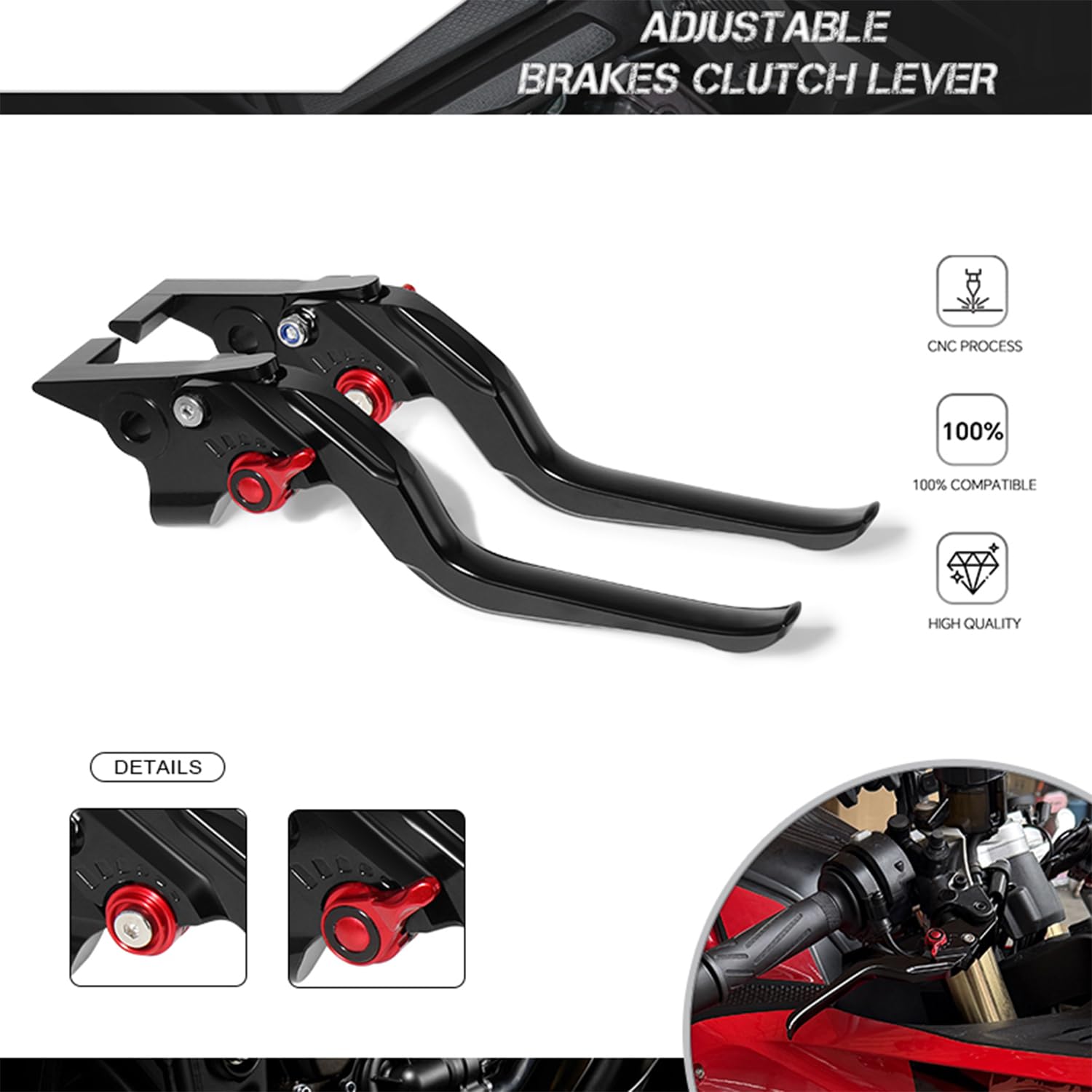 MFGZD CNC Moto Levier D'embrayage De Frein Court Réglable Pour S1000RR S1 000RR (w and w/o CC) 2015-2020 / S1000R S 1000R (w and w/o CC) 2014-2020