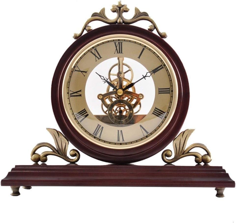 Mantel Clock, Wooden Mantle Clock for Living Room Décor Old-Fashioned Retro Mantel Clock, Battery Operated for Table Living Room Decor Shelf Gift Clock,