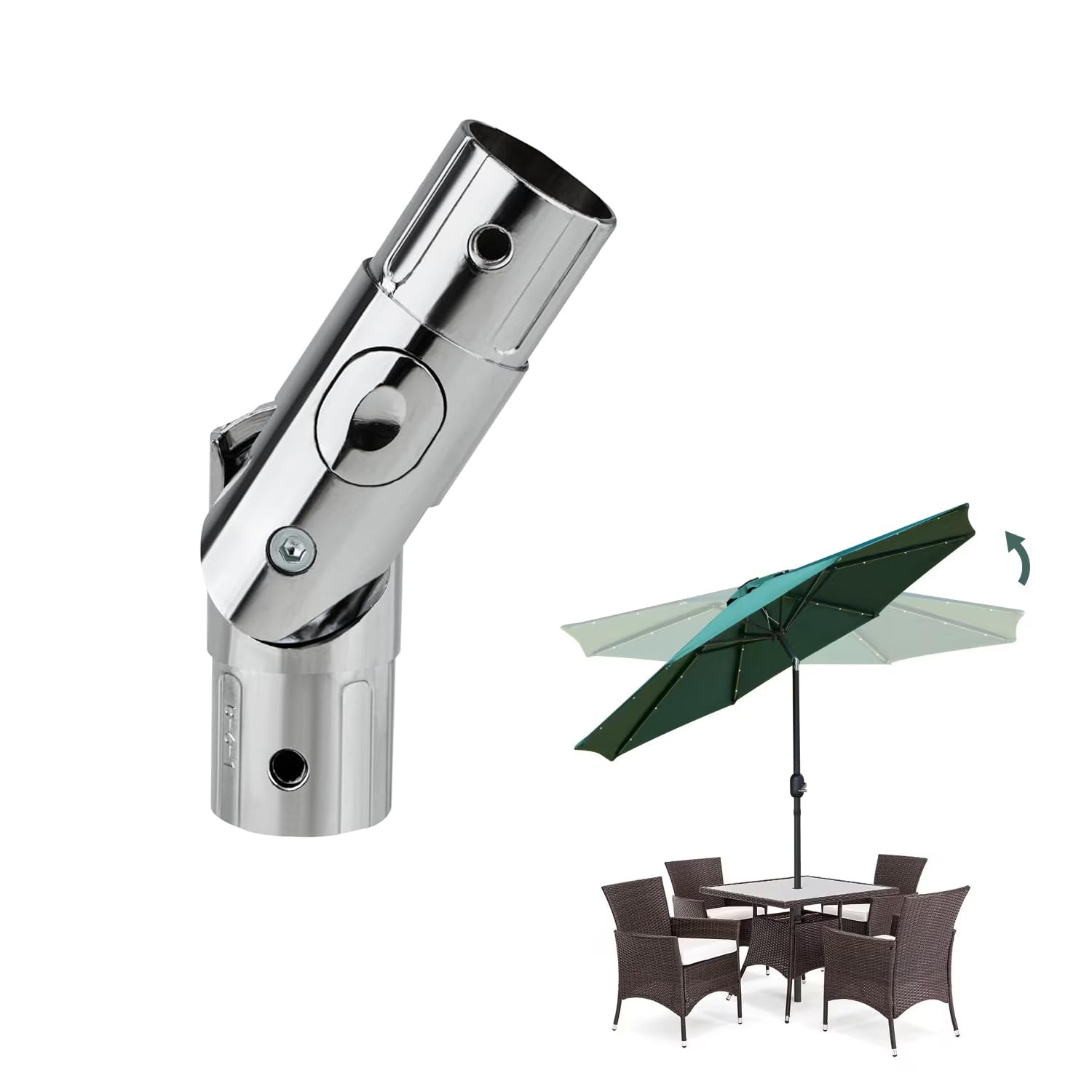 Ompinda Parasol Pole Replacement 1.5 Inch Push-Button Tilt Adjustment Parasol Mounting Bracket Accessories for Balcony Umbrella