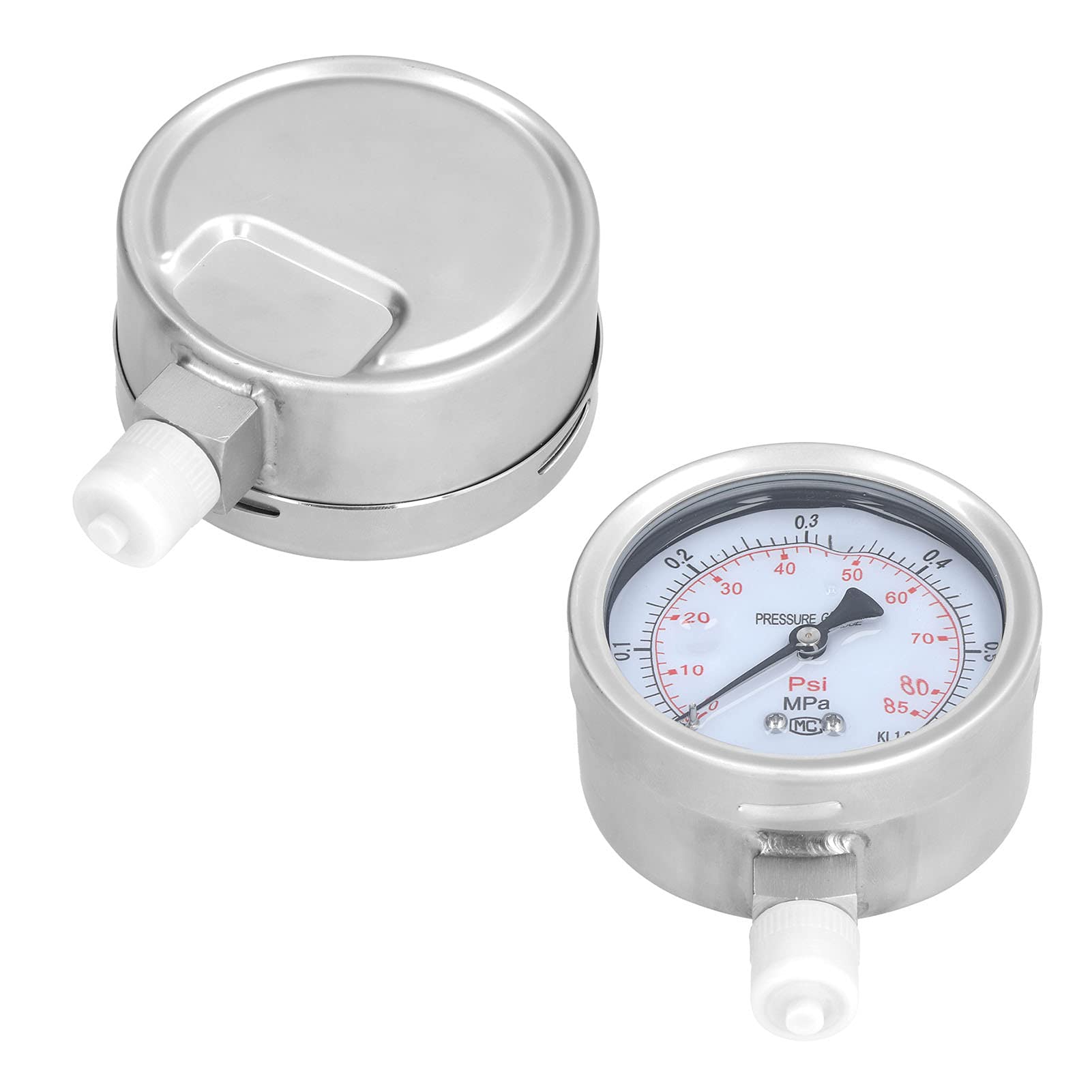 KUIDAMOS Manómetro Y‑100BF Lleno de Aceite Resistente a Golpes para Tuberías Industriales Acero Inoxidable 100 Mm