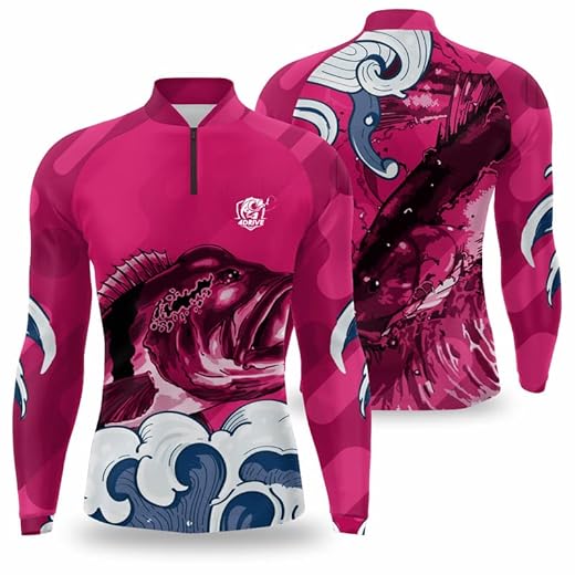 Camiseta de pesca com proteção UV Camisa manga Longa absrove suor com filtro solar fator 50 Gênero:Masculino;Cor:Rosa;Ta