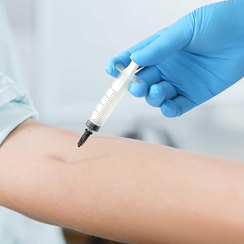 Miniatura 5 de Guantes desechables sin polvo, paquete de 100 guantes de vinilo azul para examen médico, guantes de alimentos (SMLXL)