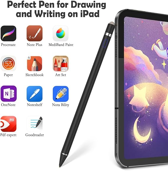 Active Stylus Pens for Touch Screens, Dual Pen Tips for iOS & Android Drawing & Writing, High Precise Digital Pencil for Apple iPhone 15 to 6, iPad Air/Pro/Mini, Phone/Tablet/Samsung/Kindle