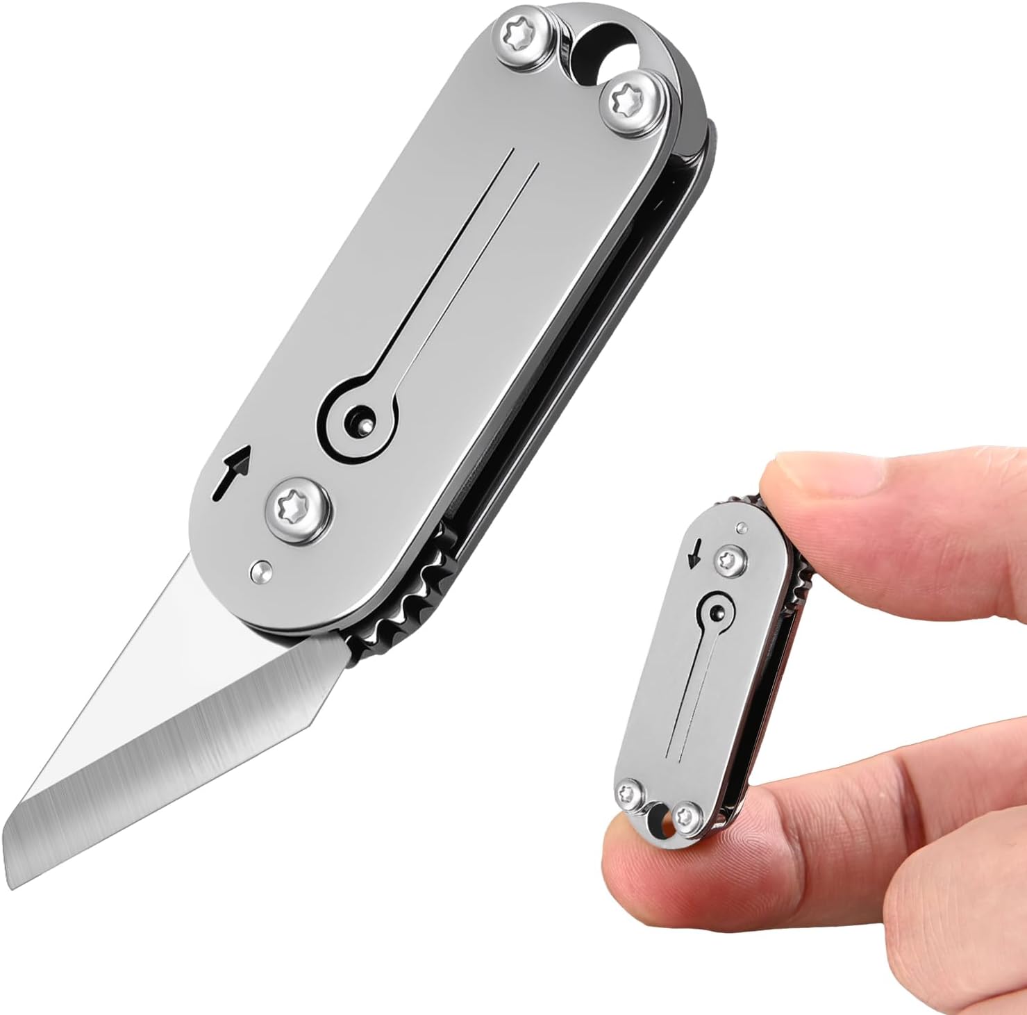 FUNBRO EDC Small Pocket Knife for Men, Cool Mini Folding Knife Box Cutter with Unique Design, Little Tiny Knife for Every Day Carry, Small Gift for Women Men