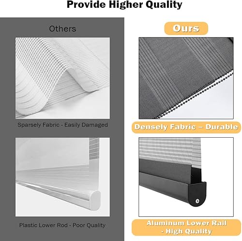 Miniatura 3 de Kokorona Zebra - Persianas enrollables para ventanas, de doble capa con cenefa, color negro, 34 pulgadas de ancho x 72 pulgadas de alto