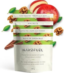 Handfuel Apple Pie Walnuts, Hand Roasted Walnuts, 3g of Protein, Proudly Canadian Made Plant Based Flavoured Nuts - 120 Grams
