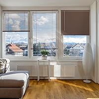 Vista 7 de SEEYE Cordless Mini Blinds Aluminum Venetian Blind Horizontal Window Shades, 1" Slat Size - Rooming Darkening Blinds Anti-UV & Waterproof for Brown