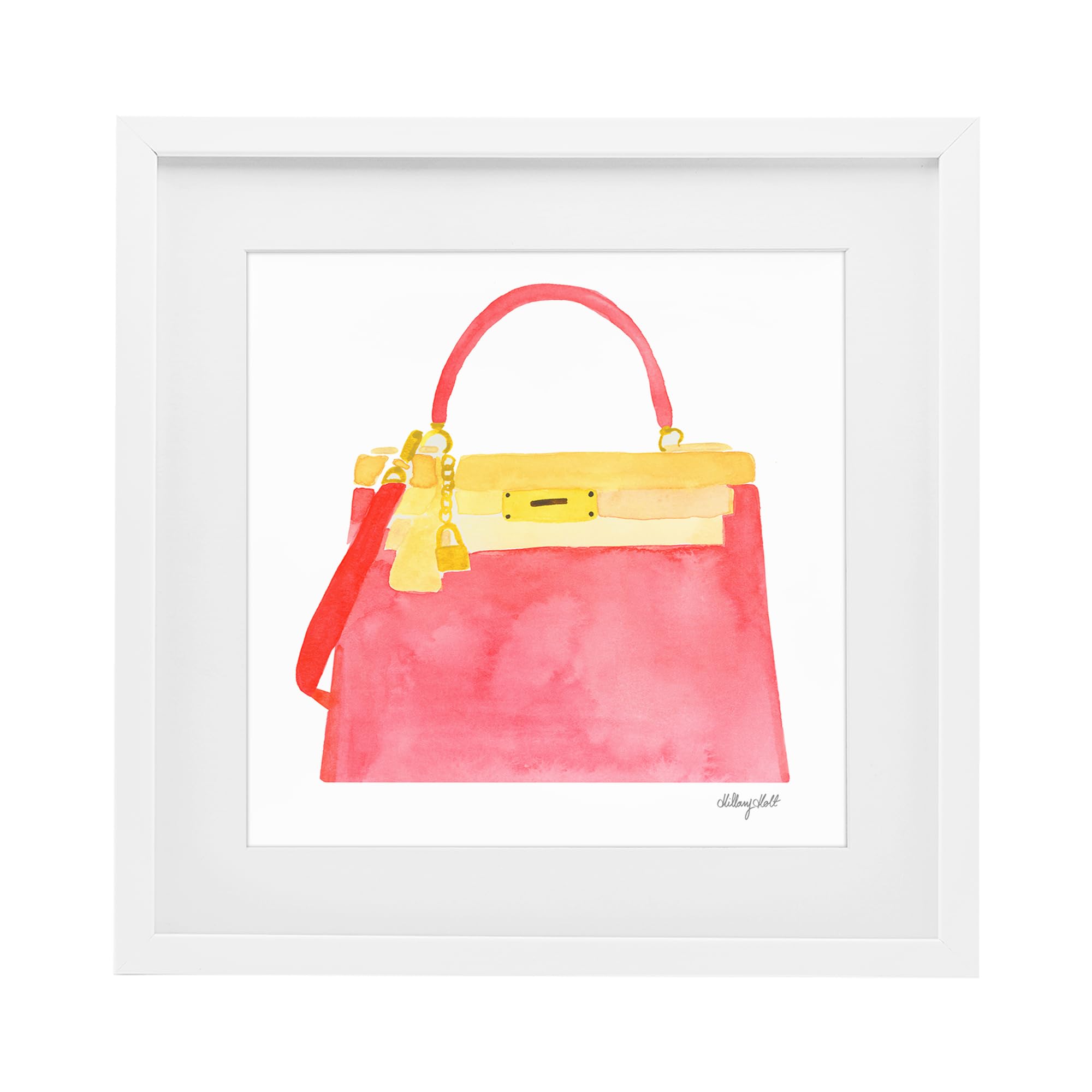 Stupell Industries Coastal White (Textured) 'Elegant Coral Handbag'| Framed Print Under Glass