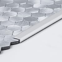SelectLighting Peel & Stick Brushed Nickel Metal Edge Trim for Hexagon Tiles - 10pc Durable Aluminum DIY Backsplash Trim