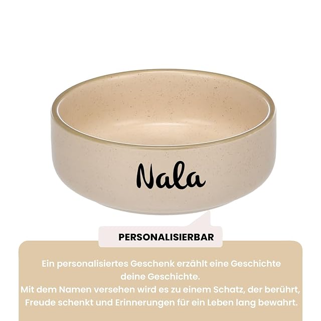 Foto 4 de 8 de Personalizable Cuenco para Perro de cerámica 1500ml (L) Beige - Pesado y Antideslizante - para Perros Grandes