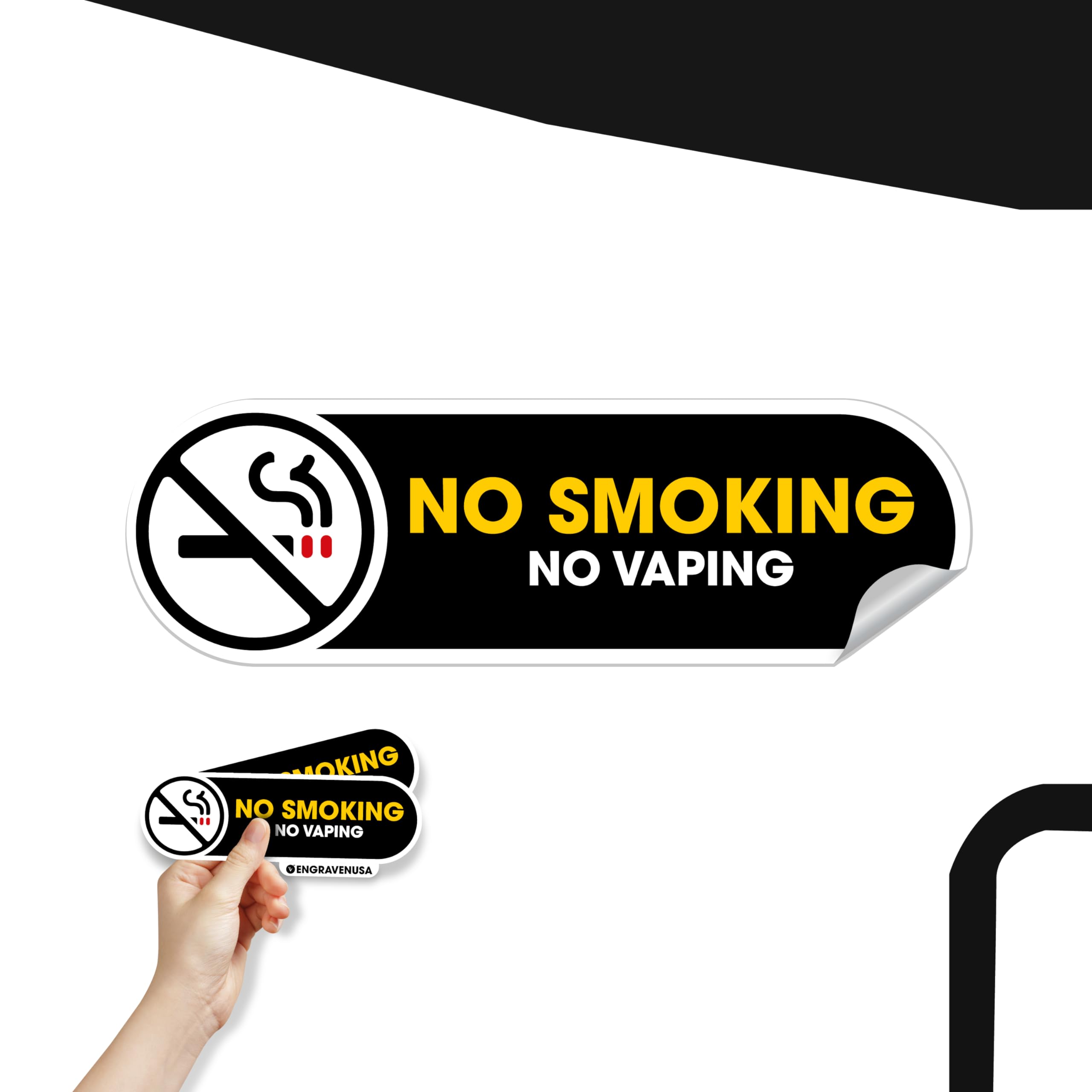 Autocollant interdiction de fumer et no vaping en vinyle brillant pour voiture et taxi lot de 2