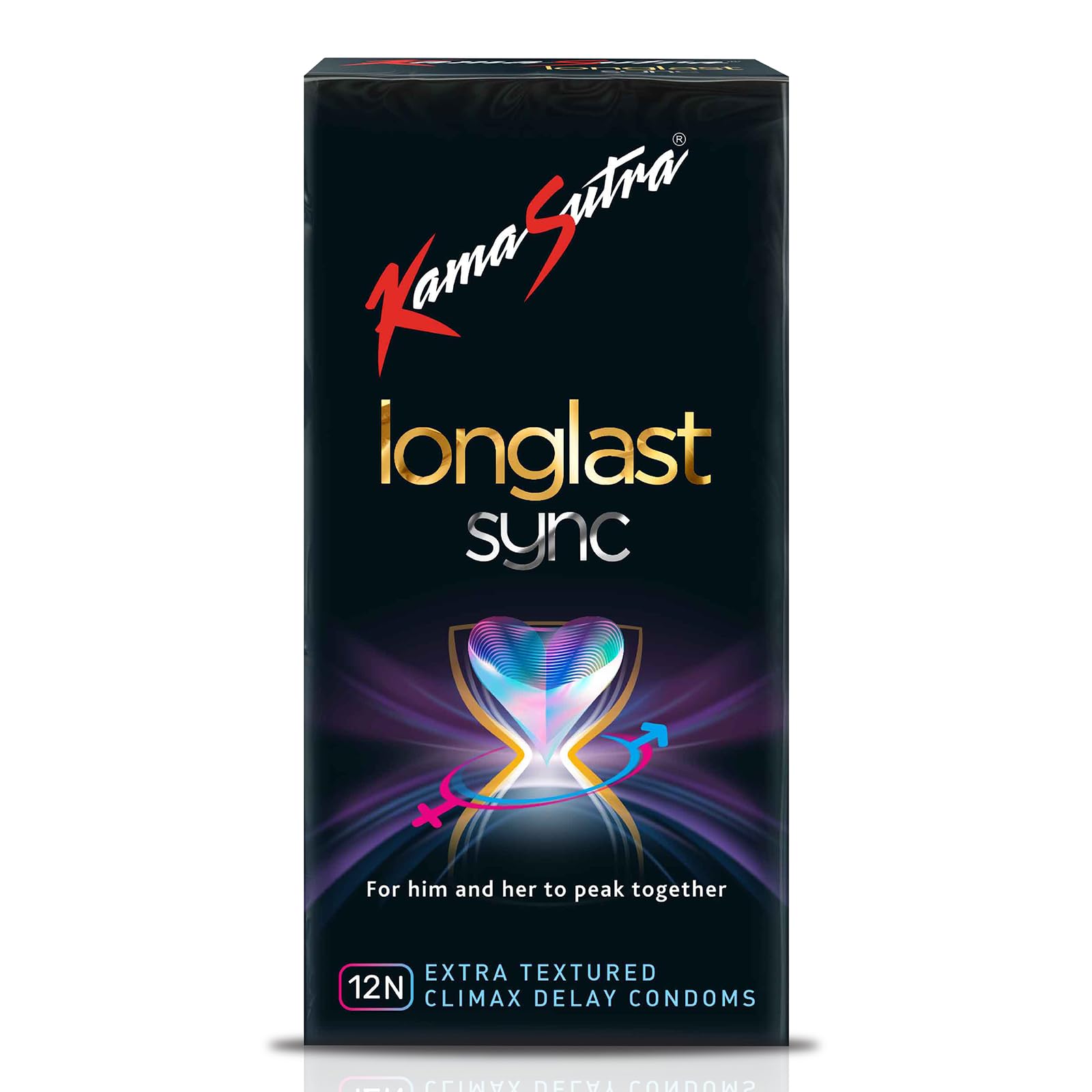 KamaSutra LongLast Sync Condom for Men | Multi Textured | Dotted | Ribbed | Contoured | Combo Pack of 12