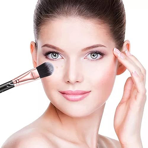 Miniatura 4 de DUAIU - Juego de 16 brochas de maquillaje profesionales de alta calidad de mármol negro sintético, brochas de maquillaje, brochas de base, rubor,