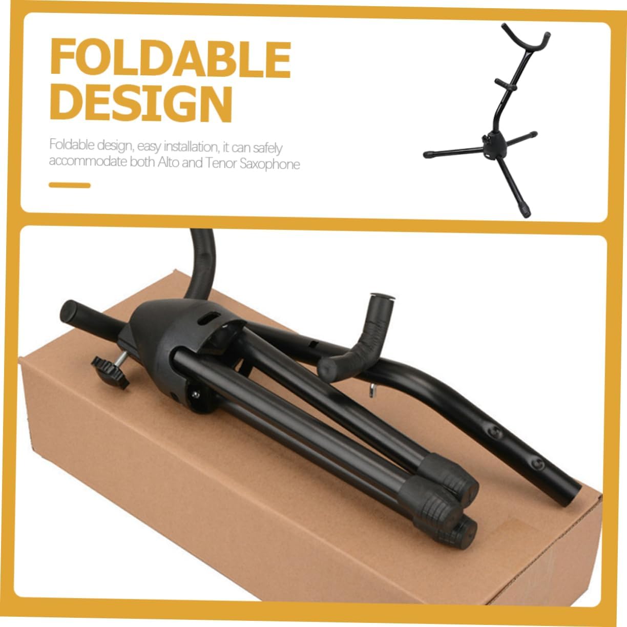 Portable Folding Tenor Saxophone Stand Bracket Stable Display Holder for Alto and Soprano Saxophones Soft Material Contact Points for Home and Performance Use
